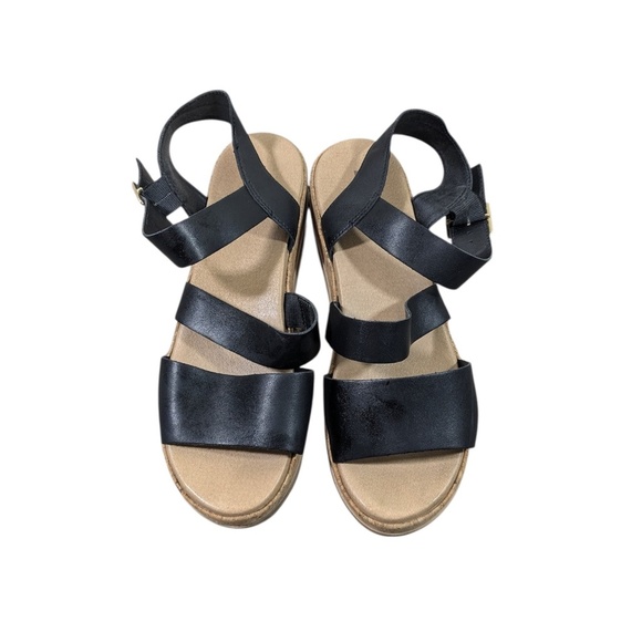 Dr. Scholl’s “Once Twice” Black Platform Cork Sandals Size 10 - Picture 2 of 5